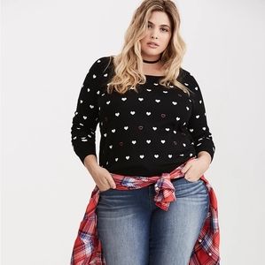 NWOT Torrid Heart Print Intarsia Sweater 2x